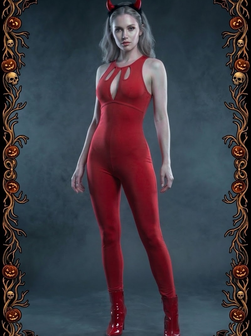 Source Unknown Red Sleeveless Cutout Jumpsuit